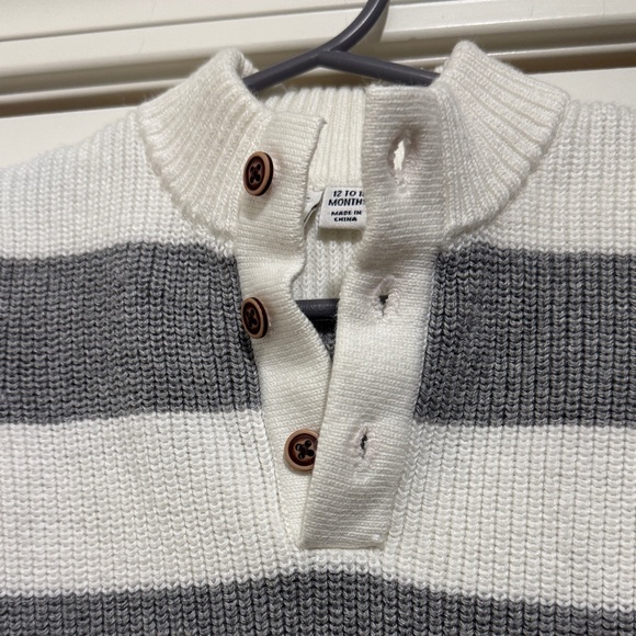 Janie and Jack Gray and White Striped Footie - Picture 7 of 15